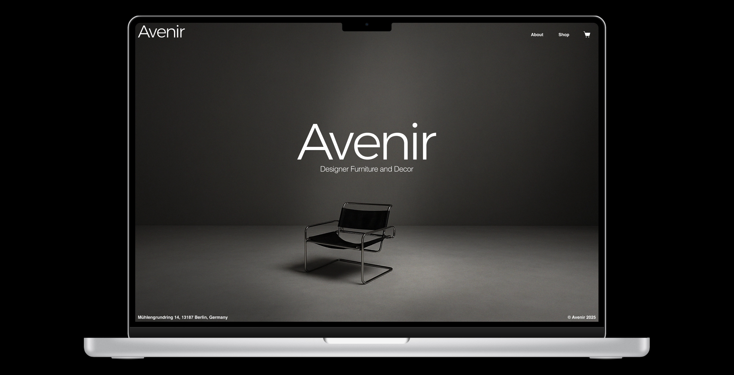Avenir website homepage design — minimal layout and timeless typography