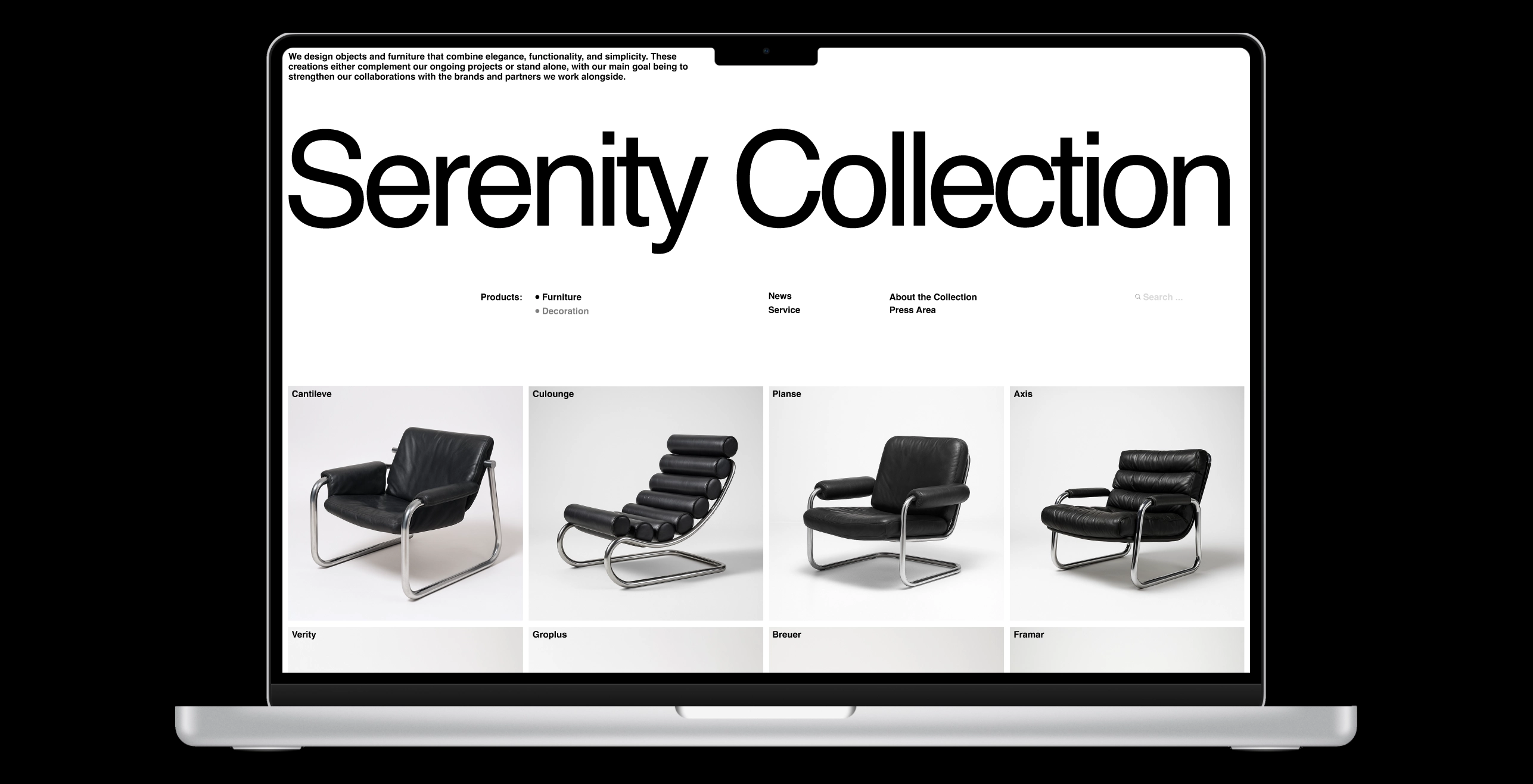 Avenir website poster concept — minimal white space with refined typography