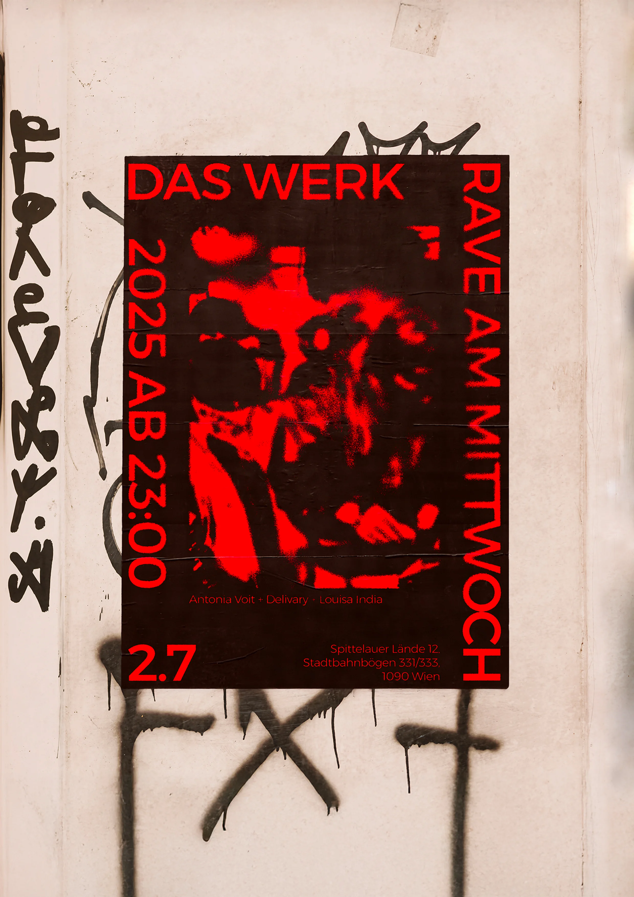 Das Werk campaign — environmental mock-up with posters on walls