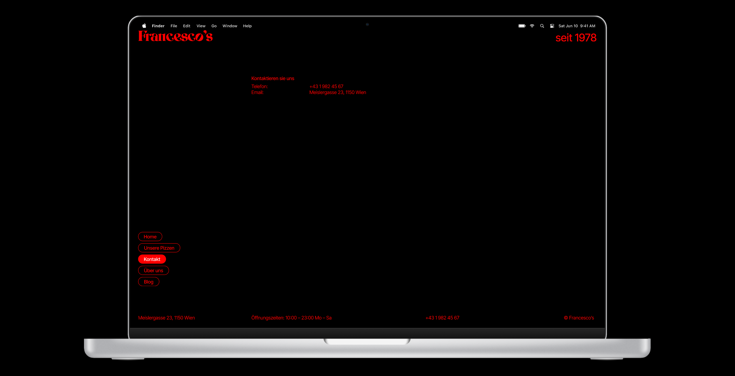 Francesco’s brand typography close-up