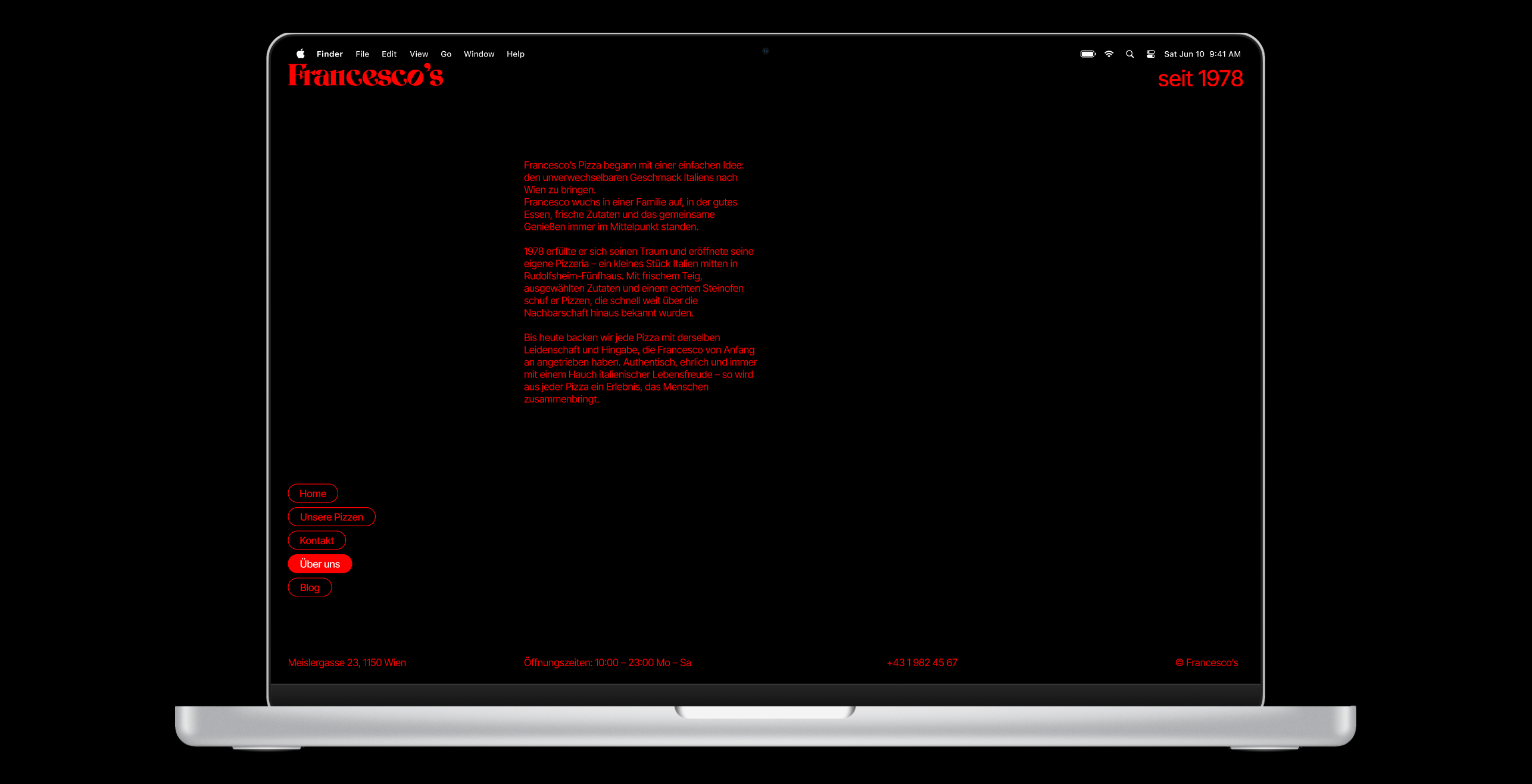 Francesco’s website detail — responsive design