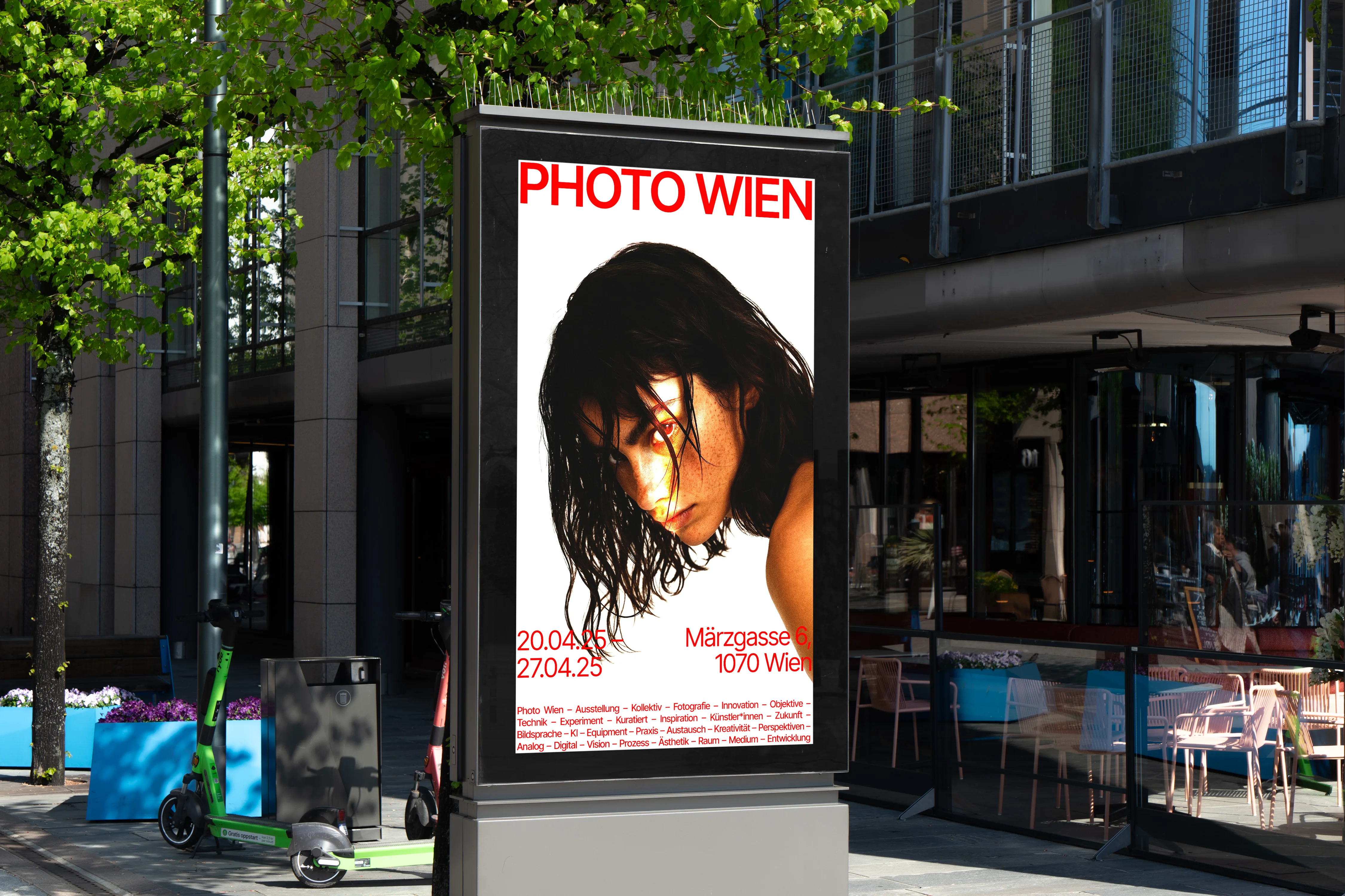 Photo Wien 2025 hero image — bold red and white campaign visuals