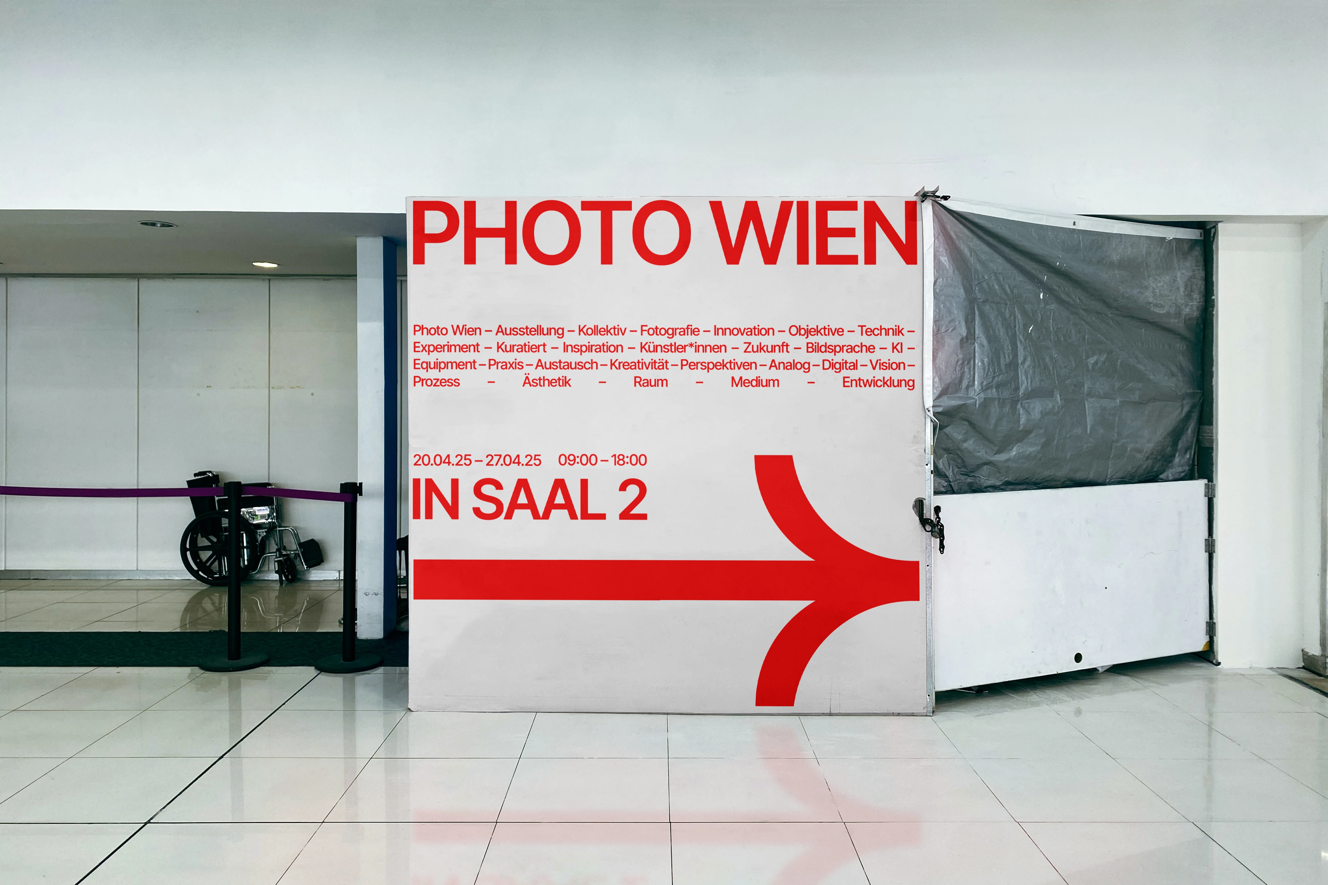 Photo Wien 2025 poster concept — graphic red and white design