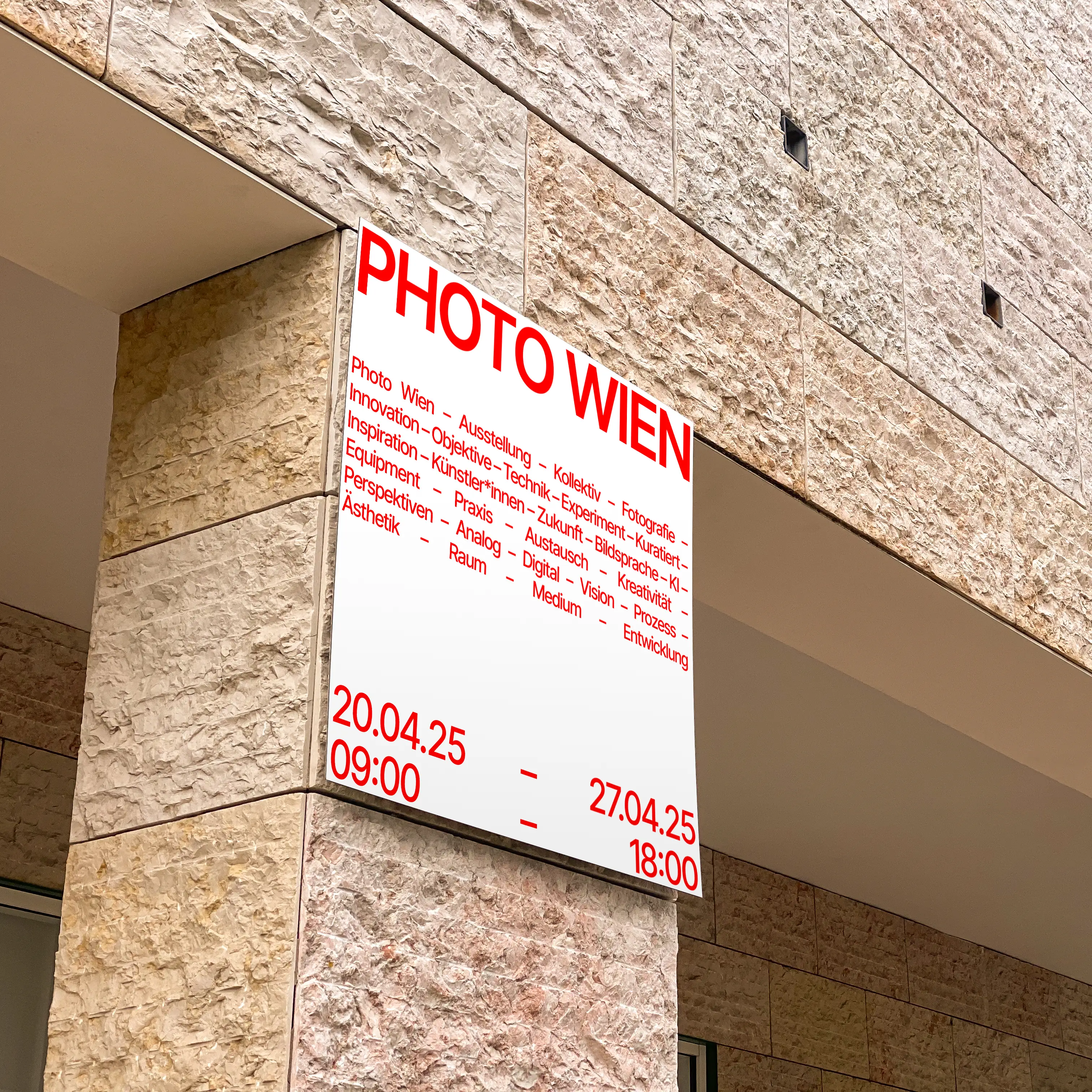 Photo Wien 2025 environmental mockup — signage in public space
