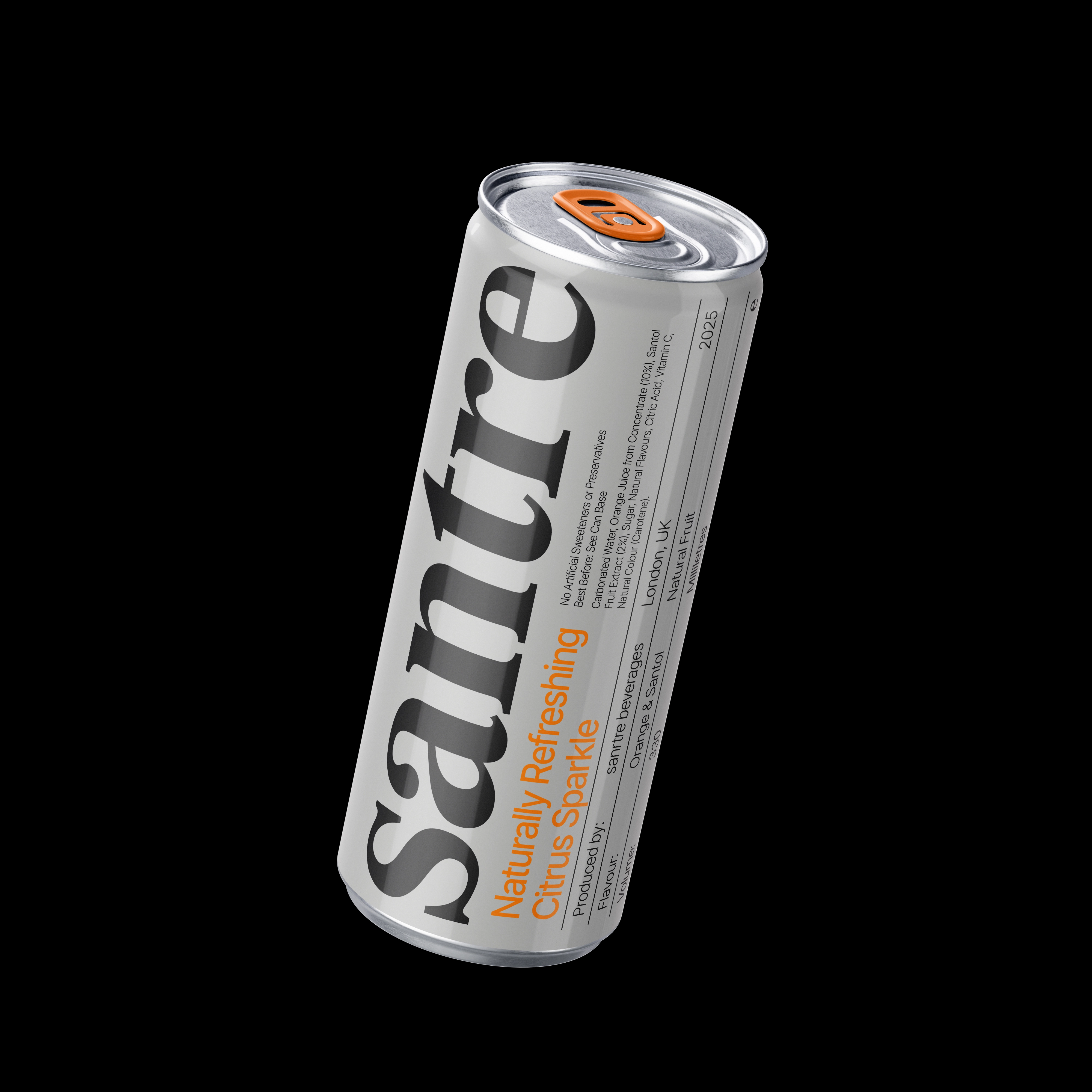 Santre can design — bold wordmark and citrus accent