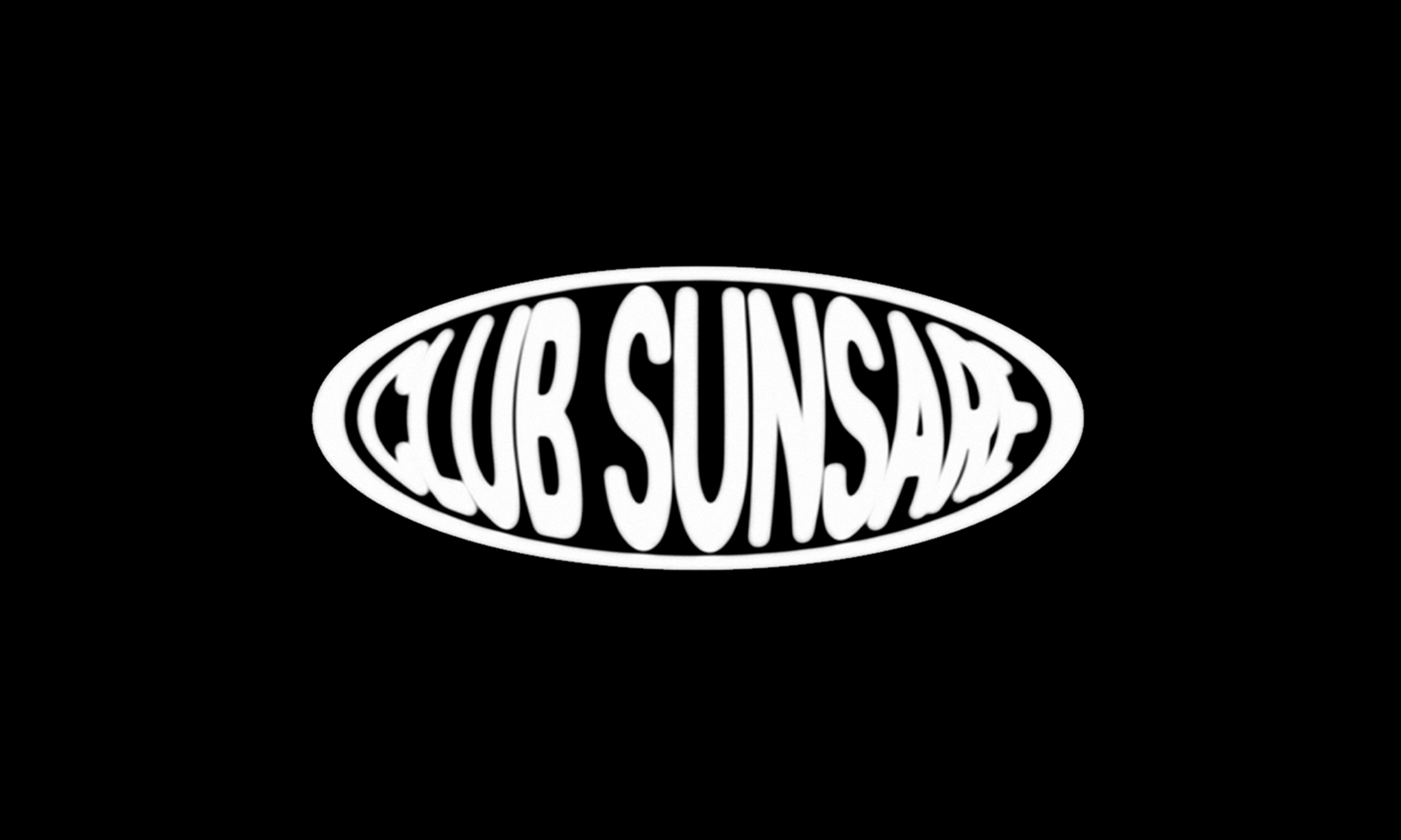 Club Sunsare logo — oval distorted wordmark on black
