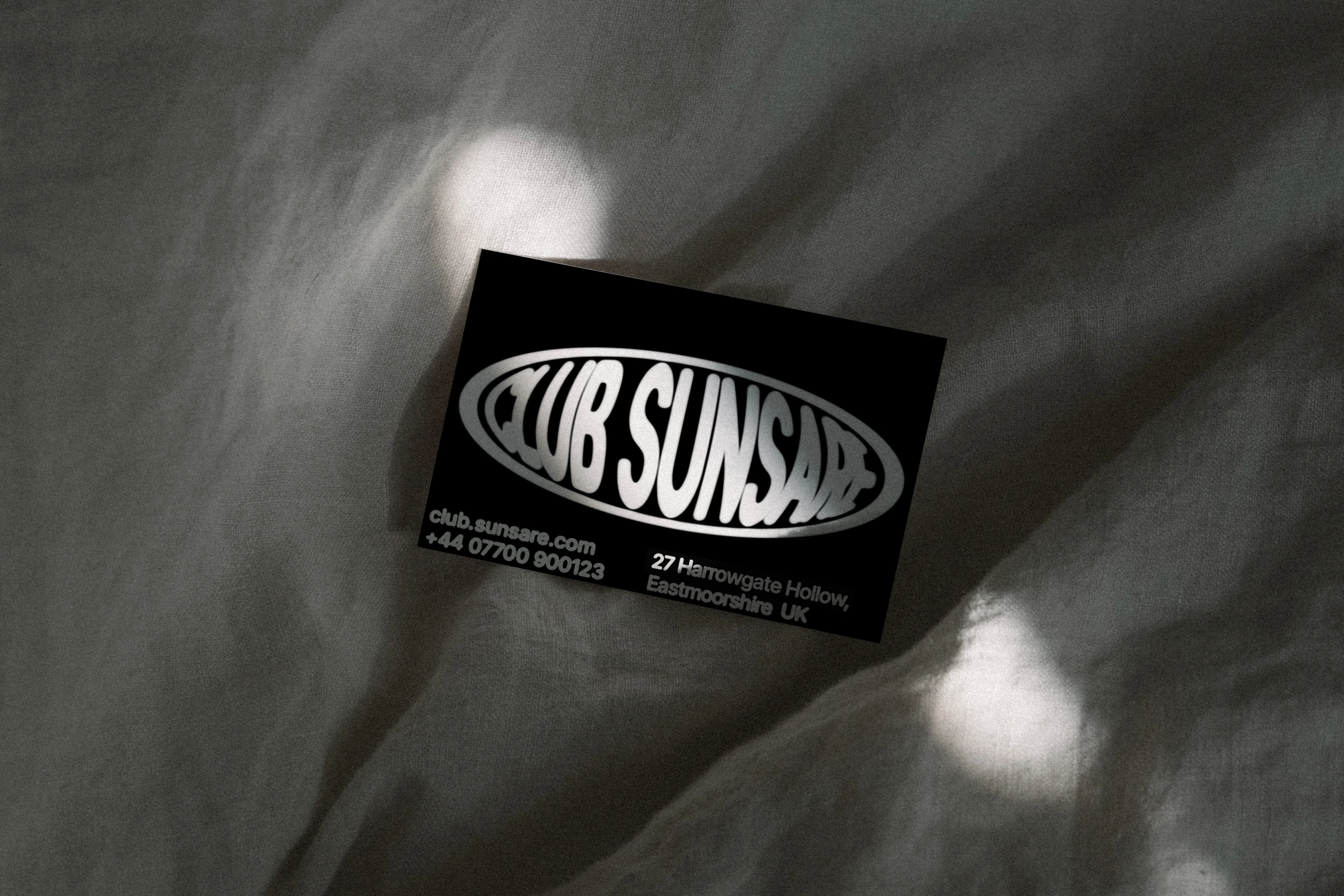 Sunsare poster concept — oval typography distortion