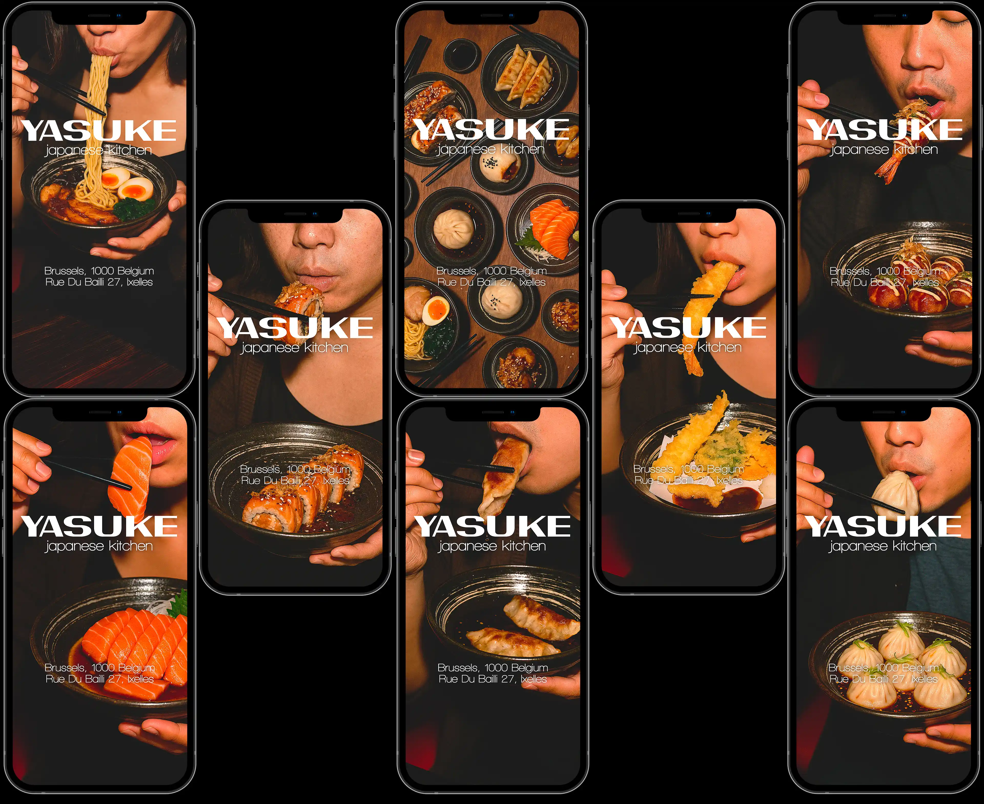 Yasuke website design — desktop and mobile interface layouts